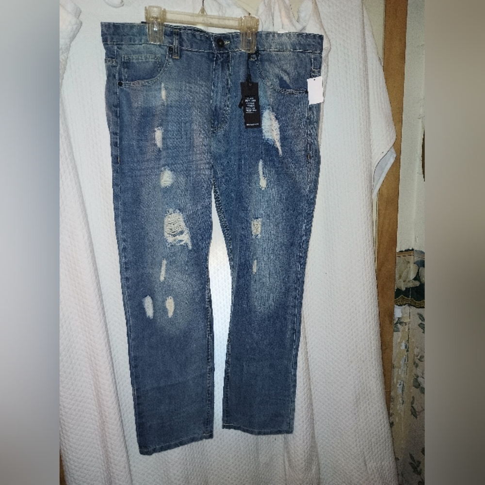 TRUTH SUBSTANCE Common Sense Men's Ice Blue Skinny Fit Jeans Size 42X32